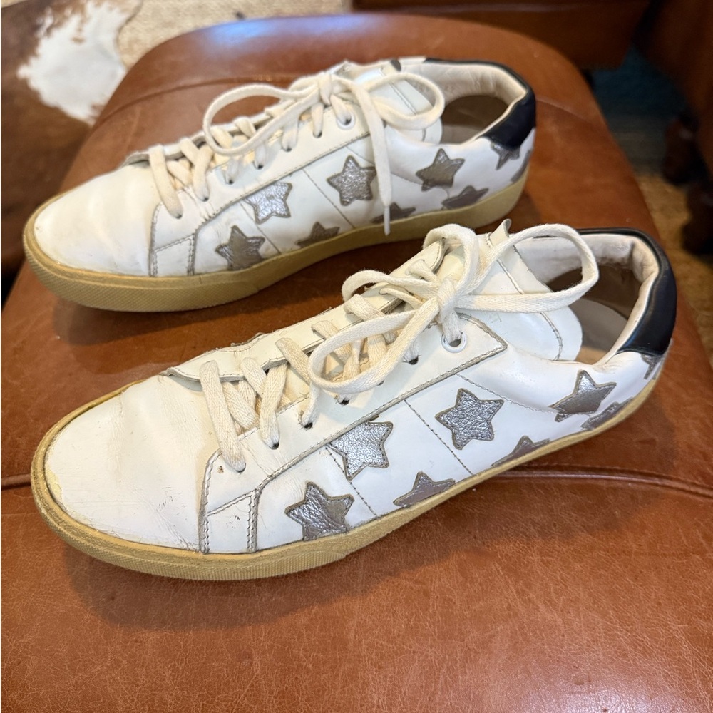 Saint Laurent White Sneakers with Star Design
